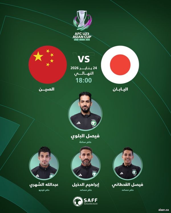 الاتحاد الآسيوي يكلف طاقم تحكيم سعودي لنهائي كأس آسيا تحت23