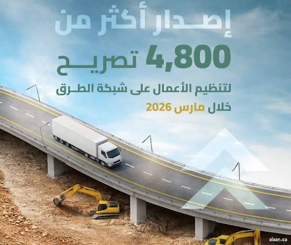 "هيئة الطرق": أكثر من 4 آلاف تصريح لتنظيم الأعمال على شبكة الطرق في مايو الماضي