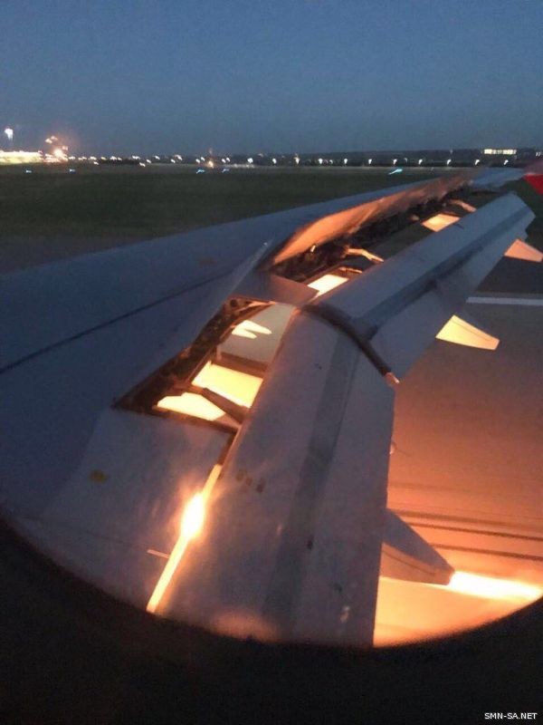 إندلاع حريق في جناح الطائرة الخاصة بالمنتخب السعودي
