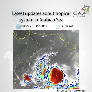 الأرصاد العمانية عبر تويتر : تطور الحالة المدارية (بيبارجوي) إلى إعصار مداري من الدرجة الأولى